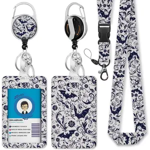 BY-b027  Id Badge Holder with Lanyard, Be Kind Badge Reel Retractable Heavy Duty and Detachable Name Tag Clips, Hand Print Lanyards for Id Badges, Nurse Teacher Office Gifts