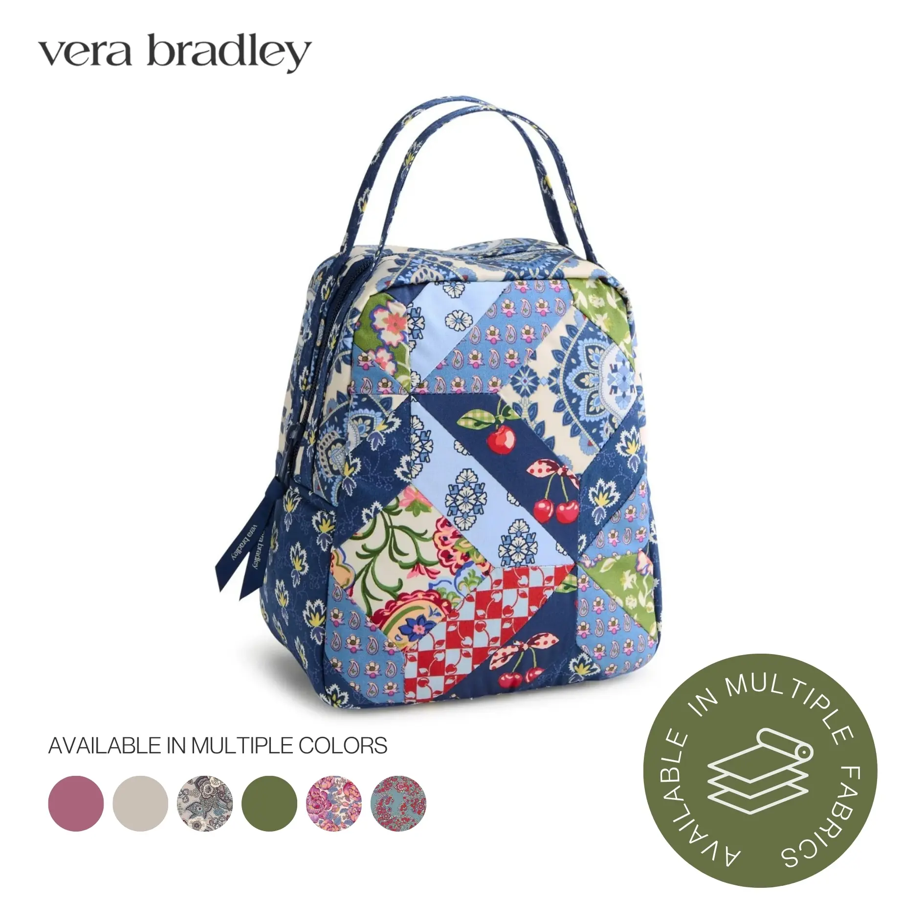 Vera Bradley Lunch Bag | Insulated Lunch Bag in Premium Cotton, Featherweight & Performance Twill | Multiple Colors & Prints