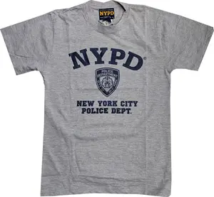 NYPD Men's Short Sleeve T-Shirt Officially Licensed (Heather Gray/Blue)