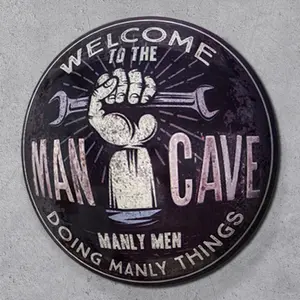 Welcome To The Man Cave Dome Round 16" Metal Sign Bar Man Cave Garage Wall Decor