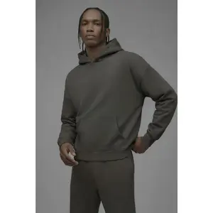 410 Oversized Cropped Hoodie - Moss Grey