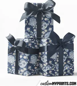 Midnight Blossom Chinoiserie Custom Wrapping Paper