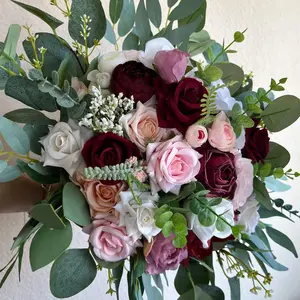 Bridal Bouquet Burgundy Wedding Bouquet Artificial Flower Bouquet Bridesmaid Bouquet
