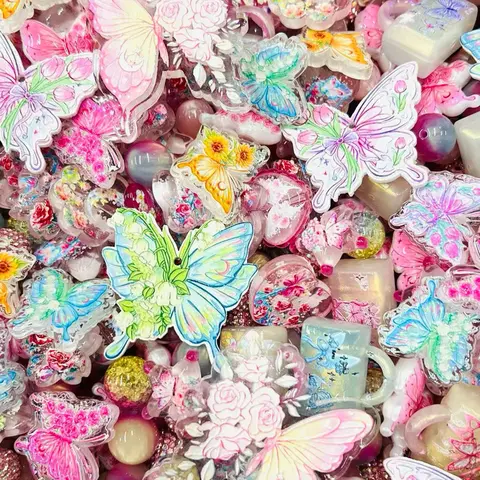 【Annie’s Bead Luxury】Factory Direct Acrylic Resin Beaded Set with Cute Charms - Custom Jewelry Making Supplies, Crafting DIY Embellishments for Phone Chains, Keychains