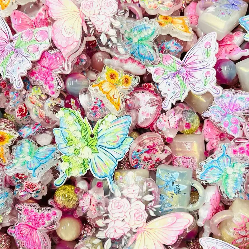 【Annie’s Bead Luxury】Factory Direct Acrylic Resin Beaded Set with Cute Charms - Custom Jewelry Making Supplies, Crafting DIY Embellishments for Phone Chains, Keychains