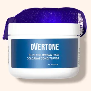 OVERTONE Indigo Iris Color Depositing Treatment Mask, Gentle Nourishing Haircare with Jojoba, Less Toxic Haircare Product