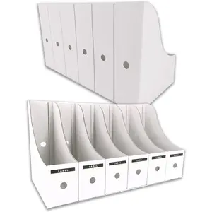Magazine File Holder-12 Pack, White - Folder Holder, Desk File Organizer, Document Holder Box, Magazine Storage Box With Labels