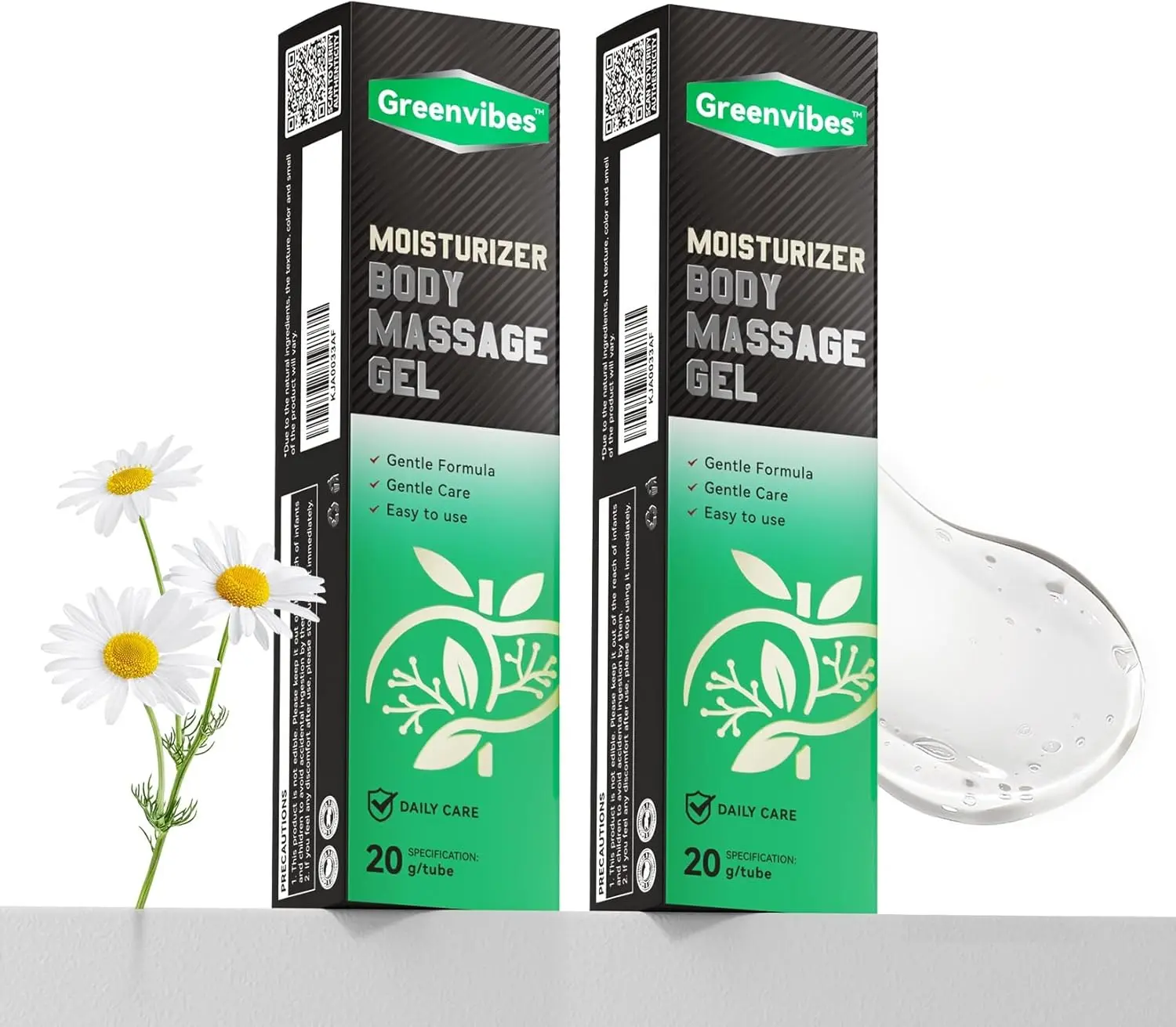 Greenvibes Body Massage Gel, Fast-Absorbing Herbal Blend with Poria Cocos, Cooling Cream for Relaxation & Balance, 0.68 FI Oz