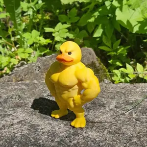 1pc Funny Muscle Duck Standing Statue Figurine, A Novel 3D Desktop Decoration, A Cute Bookshelf Whimsical Statue, Multifunctional Indoor And Outdoor Decoration, Interesting And Funny Home Decoration, A Gift For Friends, Classmates Or Colleagues