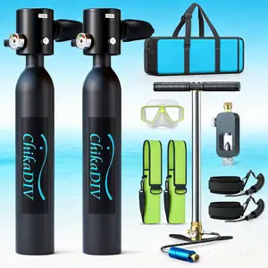 Snorkeling Gear Set for Two – Complete kit with all accessories included, no complicated setup required. Features a compact, portable, and refillable air tank designed for snorkeling and underwater breathing training.
