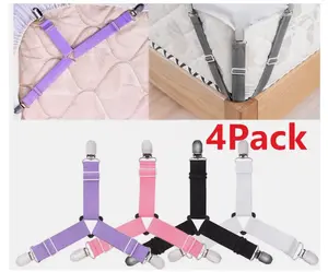 4Bed Sheet Fasteners Adjustable Elastic Suspenders Straps Mattress Covers Clips