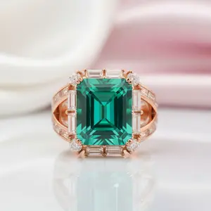 14k Rose Gold Emerald and Diamond Option Halo Engagement Ring