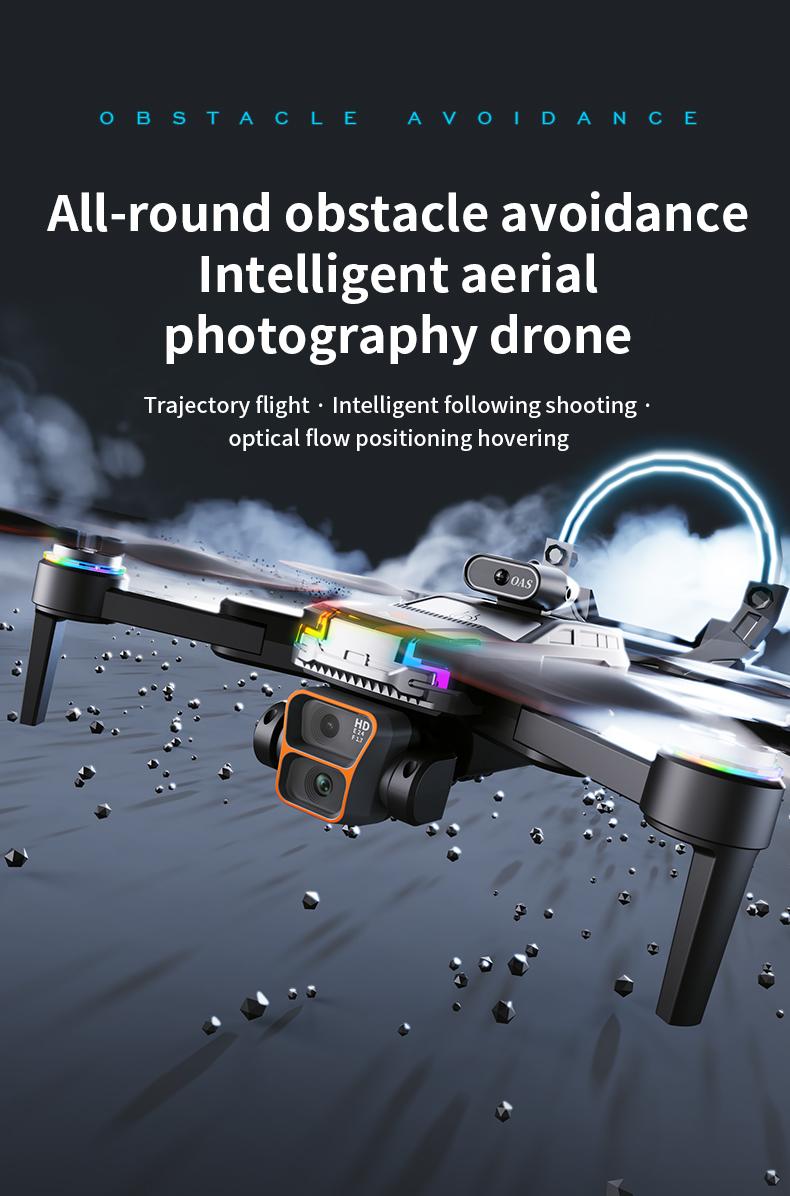 MAX Dual Camera Drone with Obstacle Avoidance, Brushless Motor, Dual Batteries, 4.3" HD Display Remote, Foldable RC Drone for Adults Beginners