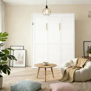 ARCH Multifunctional Vertical Standard Murphy Wall Bed With Queen Size Grey Bed Frame Space-Saving Folding Wall Bed for Living Room