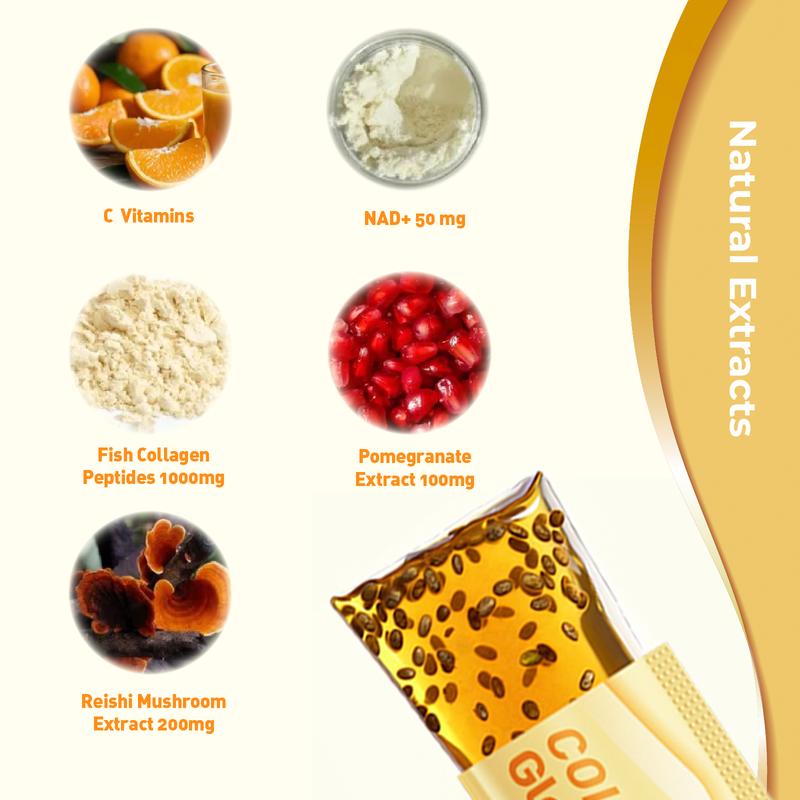 【$9.9 Only】LeafStory Collagen Glow Reset Jelly (7 Sticks): Orange Flavor, Collagen, Chia Seeds, Support Skin Health & Elasticity, Support Hair & Nails, Stress Relief & Nerve Health, Sugar-Free, Gluten-Free, Non-GMO, Gelatin-Free, Natural Ingredients