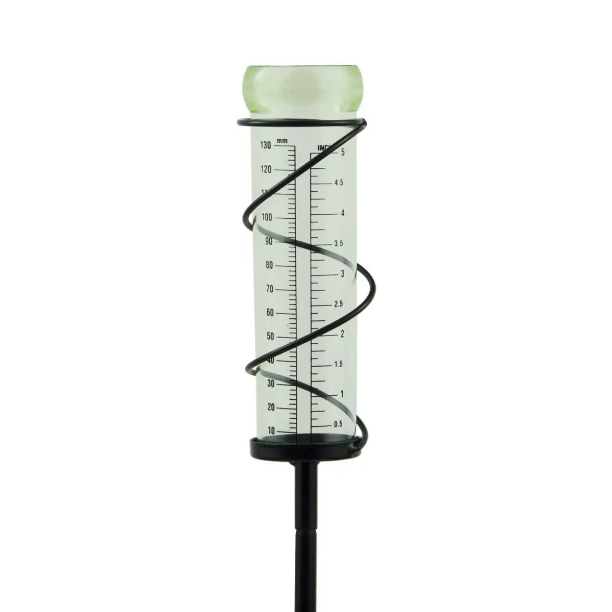 212 MAIN Luster Rapitest Spiral Rain Gauge - Adjustable Height Up to 36 in, 1 lbs, Cylinder Lifts Out, Inches/cm Markings, Stake & Black Metal Holder, Outdoor Garden Tool, 5 in Rainfall Capacity, Crack & Shatter Resistant, Easy Garden/Planter Placement