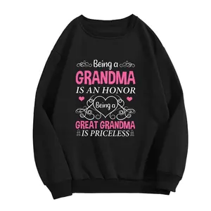 Soft Polyester Crew Neck Hoodie - Casual Short Sleeve Tee with "Being A Grandma Is An Honor A Great Grandma Is Priceless