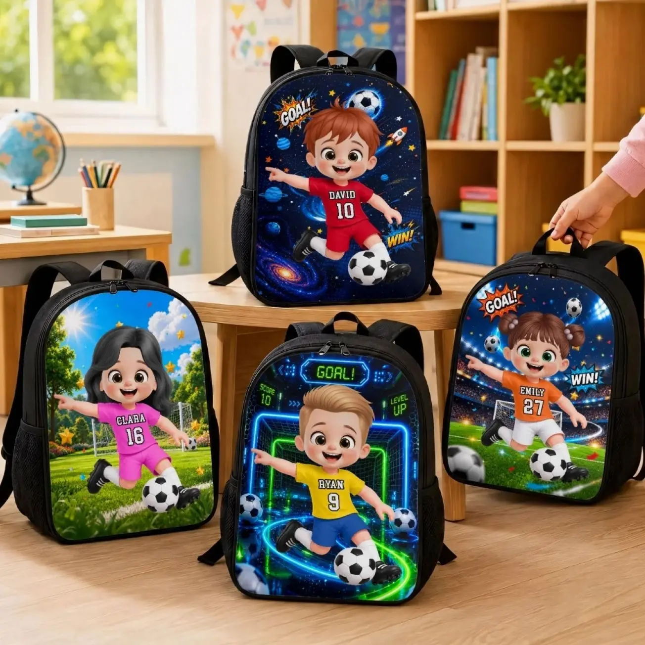 Custom Soccer Backpack, Personalized Kids School Bag, Photo & Name Back to School Gift