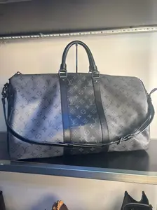 Pre-owned Monogram Eclipse Canvas Shoulder Bags Louis Vuitton Grey PVC Monogram Eclipse Keepall Bandouliere 50 Shoulder Bag M45392 (V12148423HL)