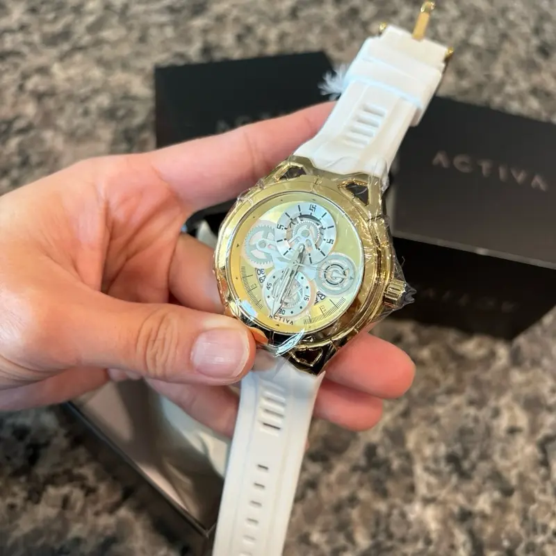 Invicta x Activa ACW9349-010 Gold Dial 44mm White Strap Watch New Activa Men main image 3