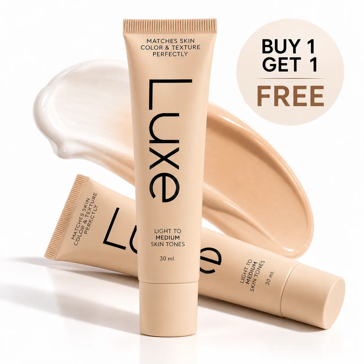 Buy 1 Get 1 Free Luxe Color Changing Liquid Makeup Foundation & Concealer - 30ml, Lightweight, 12-Hour Wear, Buildable Coverage, Matches Light to Medium Skin Tones' Color & Texture, Ideal for Natural Look, Cosmetic tone color-changing,sohochic