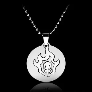 Bleach Ichigo Kurosaki Flame Detachable Necklace, Hollow Fire Pendant, Anime Cosplay Jewelry for Bleach Fans