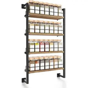 Space Saving Spice Rack Organizer Shelf for Wall Mount - Easy To Install Modern Hanging Racks For up to 56 Jars - Perfect Seasoning Organizer For Your Kitchen