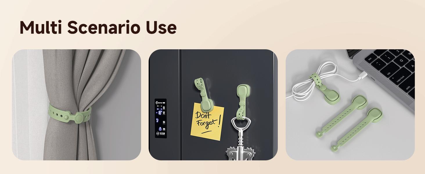 Multi-Purpose Magnetic Cable Ties - Reusable Silicone Cord Organizer (3-Pack) usb power