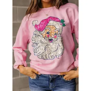 Digital Sequin Santa Sweatshirt PINK