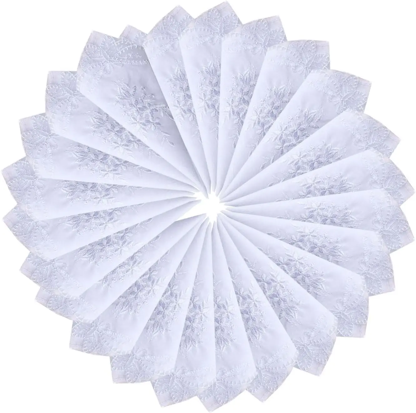 Ladies Womes White Embroidery Cotton Handkerchiefs Wedding Hankies