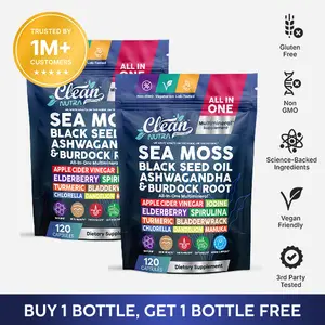 Clean Nutra BOGO | Sea Moss, Black Seed Oil, Ashwagandha, Burdock Root, Kelp, Bladderwrack & Elderberry Multimineral Support Capsules – Multimineral