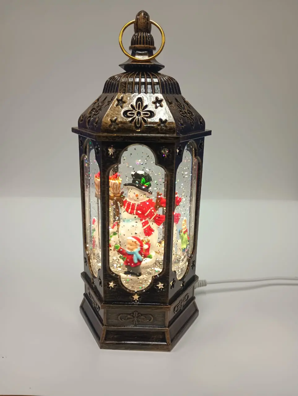Lighted Snow Lantern Musical Christmas Lantern with Elegant Design and Glittering Effect