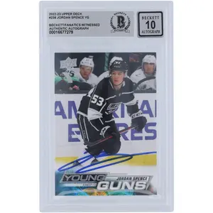 Jordan Spence Los Angeles Kings Autographed 2022-23 Upper Deck Series 1 Youngs Guns #238 Beckett Fanatics Witnessed Authenticated 10 Rookie Card - Fanatics Authentic Certified