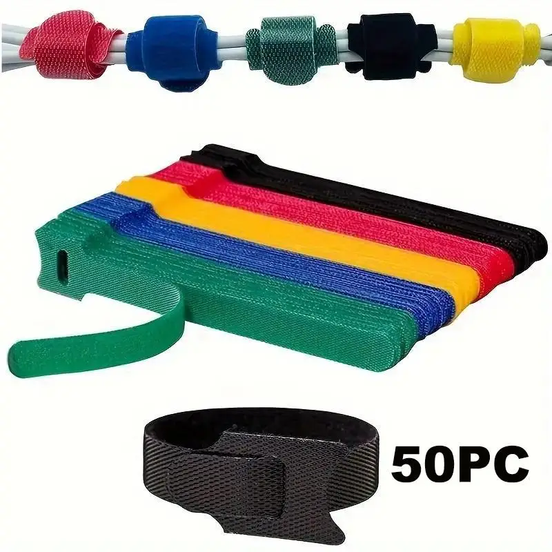 Cable Management Strap, Reusable Cable Management Nylon Strap for USB Cable, Effectively Organizing Data Cables Strap, Self-adhesive Magic Stickers St