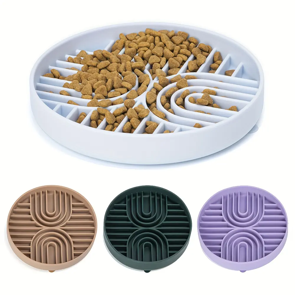 1pc Silicone Slow Feeder Dog Bowl - Bisphenol A (BPA)-Free, Non-Slip, Heat-Resistant, Dishwasher-Safe Feeding Tray - Holds 1-3 Cups Food/Treats/Water, Reduces Boredom & Anxiety for Dogs