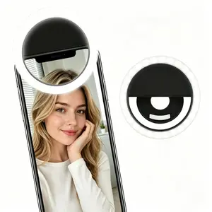 Compact Clip‑On LED Ring Light, USB Rechargeable 3‑Brightness Selfie Fill Light, Portable Pocket‑Size Phone Light for Live Streaming, Makeup, Vlogging & Night Selfies