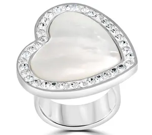 Steel by Design Mother-of-Pearl & Crystal HeartRing