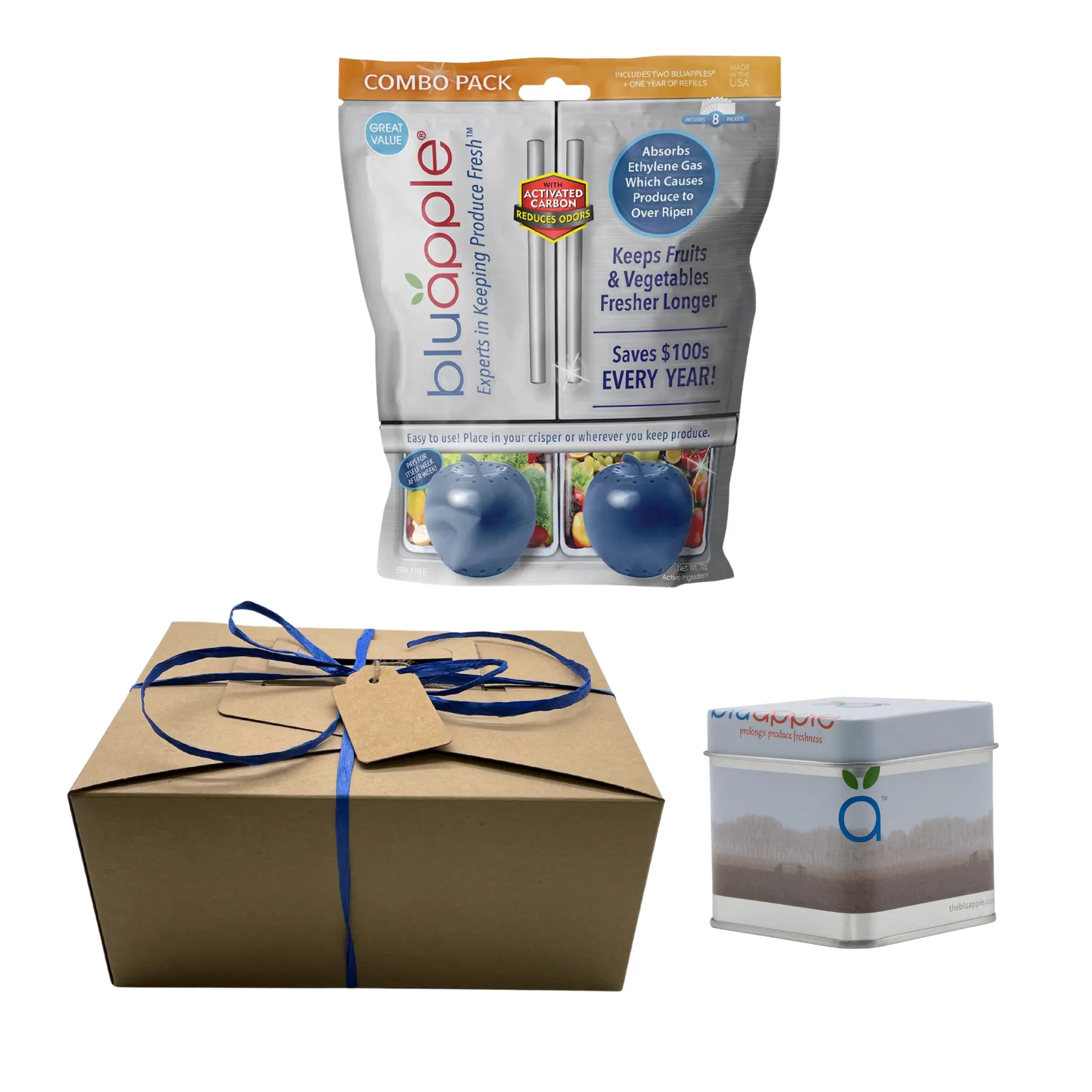 Bluapple Carbon Produce Saver Gift Kit   Keeps Fruits & Vegetables Fresh Longer with Odor Control