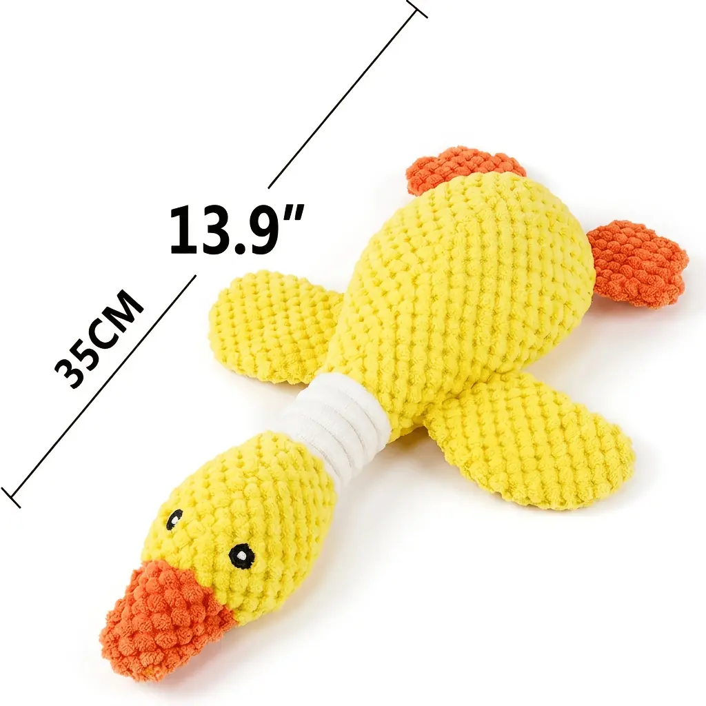 Cartoon Goose Dog Squeak Toy - Animal Print Soft Plush, Crinkly Sound, Orange Beak, Scratching Features, Suitable for Small-Medium-Large Breed Chewers