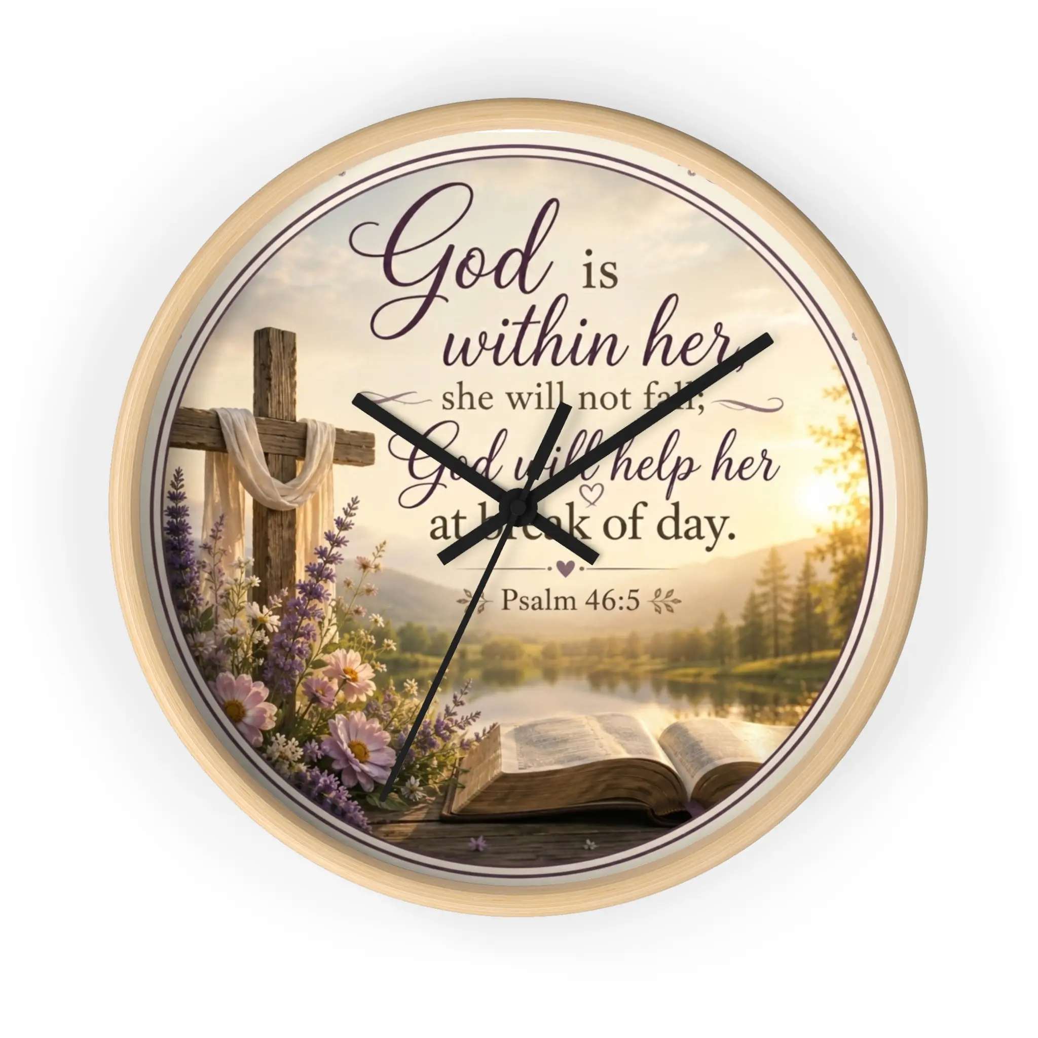 God Is Within Her wall clock | Psalm 46:5 Bible verse, Cross and Bible decor