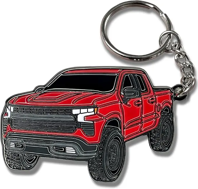 Silverado Keychain – Red Pickup Truck Key Ring, Chevy Truck Accessory, Gift for Silverado Owners & Truck Lovers