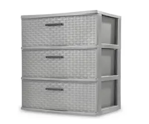 Sterilite 3 Drawer Wide Weave Tower Cement