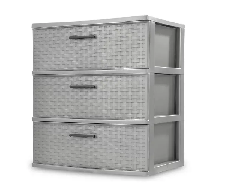 Sterilite 3 Drawer Wide Weave Tower Cement