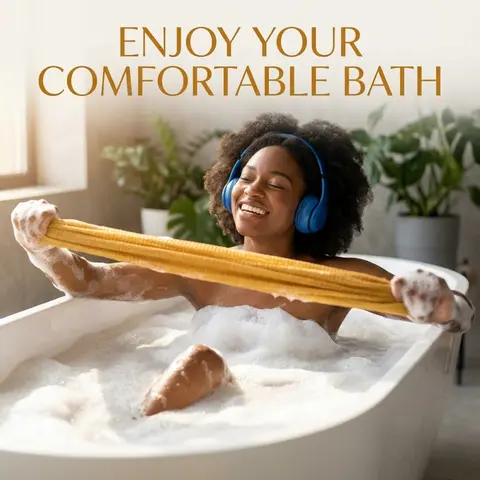 African Bath Sponge - Exfoliating Body Scrubber, Long Exfoliating Loofah for Back & Full Body Dead Cell Removal, Smooth Skin Self Care Product, Sponges & Poufs Bathing Accessory for Daily Use, African Bath Sponges