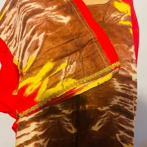 Baati Set - 2 Piece Item with Unique Design in Red, Brown, and Yellow Colors