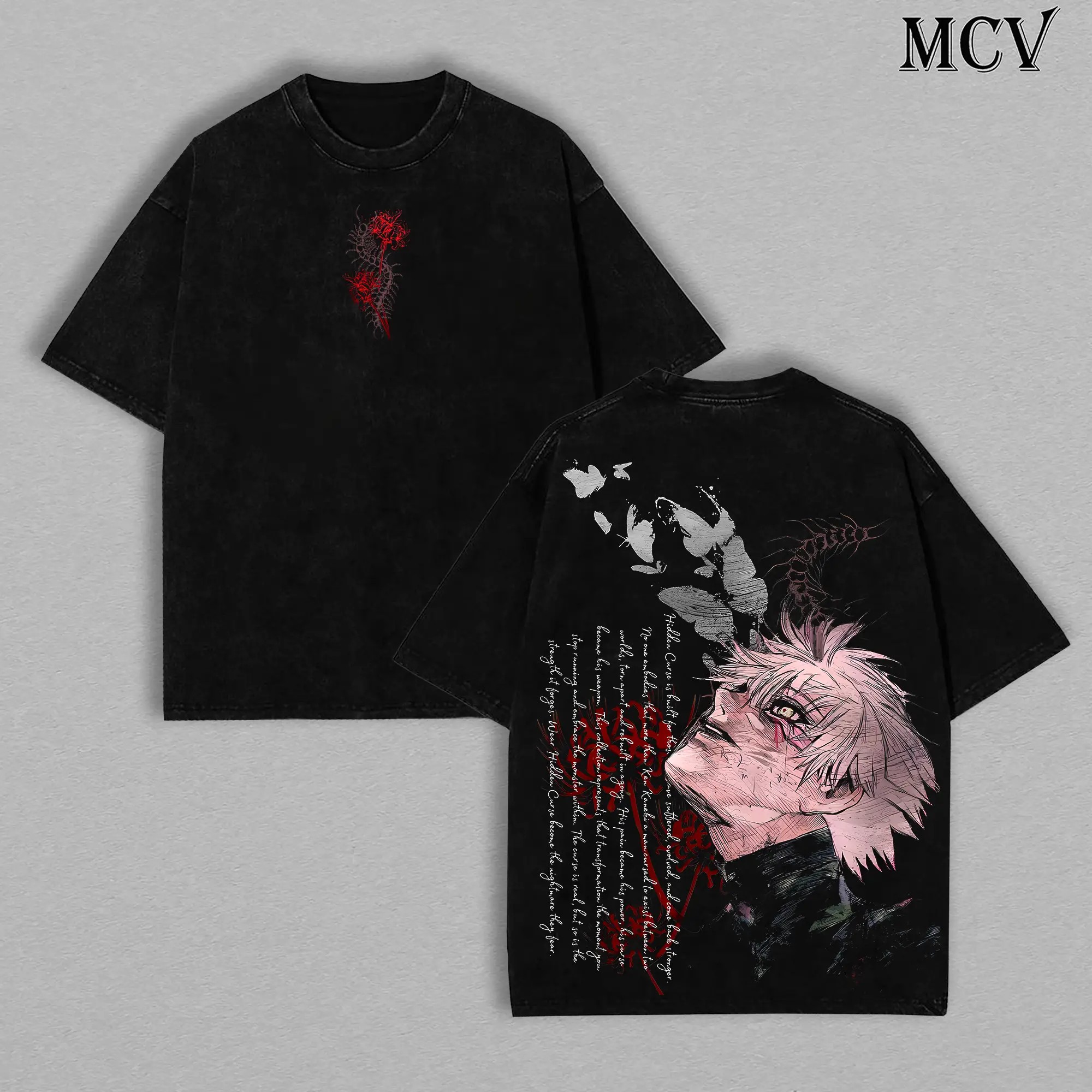 Ken Kaneki Tee – Tokyo Ghoul Vintage Wash T-Shirt, Oversized Unisex Anime Merch