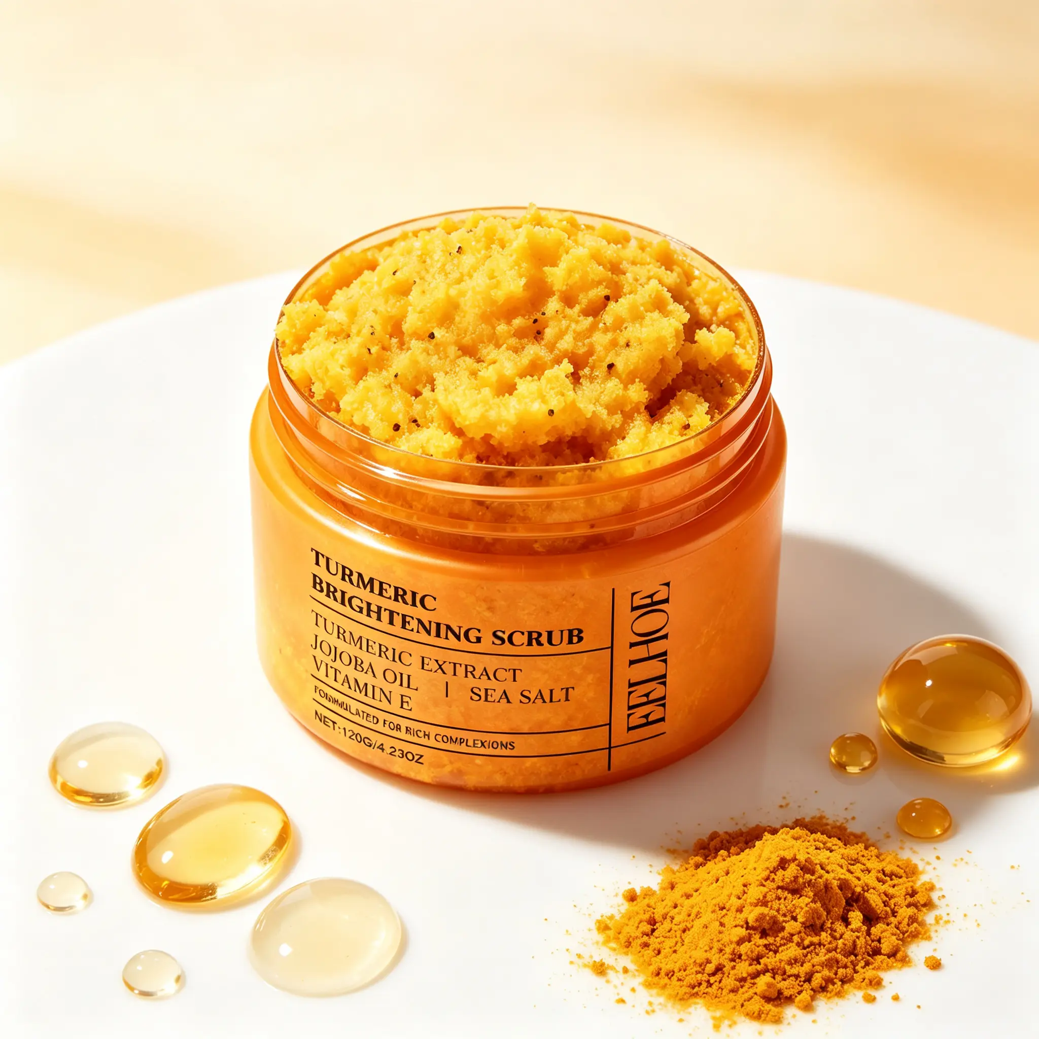 Gentle Turmeric Body Scrub 120g – Exfoliating Scrub with Turmeric, Jojoba Oil & Vitamin E for Soft, Smooth Skin
