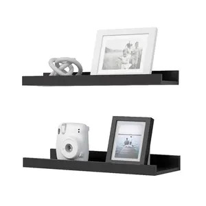 Wall Mounted Floating Shelves Set of 2, Rustic Wooden Display Shelves for Storage and Decor, Ideal for Bedroom, Living Room, Bathroom, Kitchen, Office, Wall Mounted Shelf