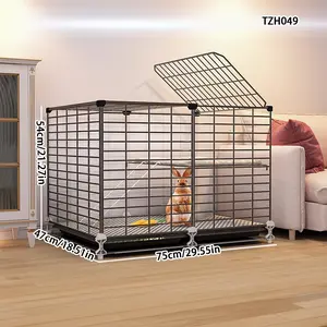 Large Indoor Rabbit Cage for Home Use, Dutch Pig Guinea Pig Auto Cleaning Pet Cages, Large Bunny Hutch, Pet Rabbit Cage, Metal Cage
