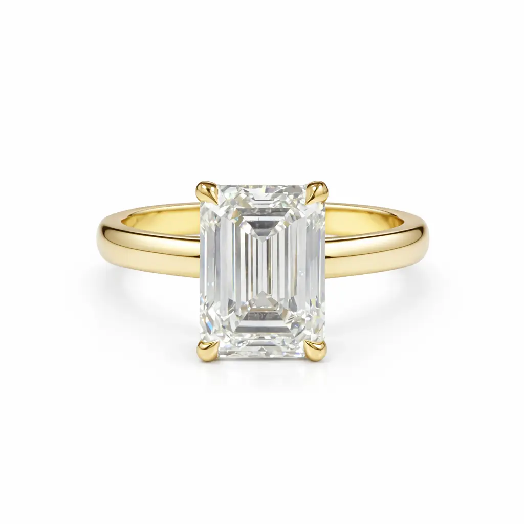 5.03ct 14K Yellow Gold Emerald Diamond Eagle Prong Statement Ring (IGI Certified)